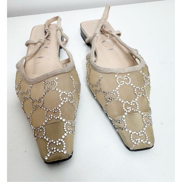 GUCCI Demi Crystal GG Slingback Ballerina Flats size 39 - Picture 4 of 12